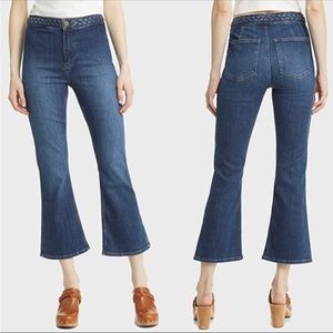 FRAME Denim Women’s Istanbul Braided Waistband Mini Bootcut Crop Jeans